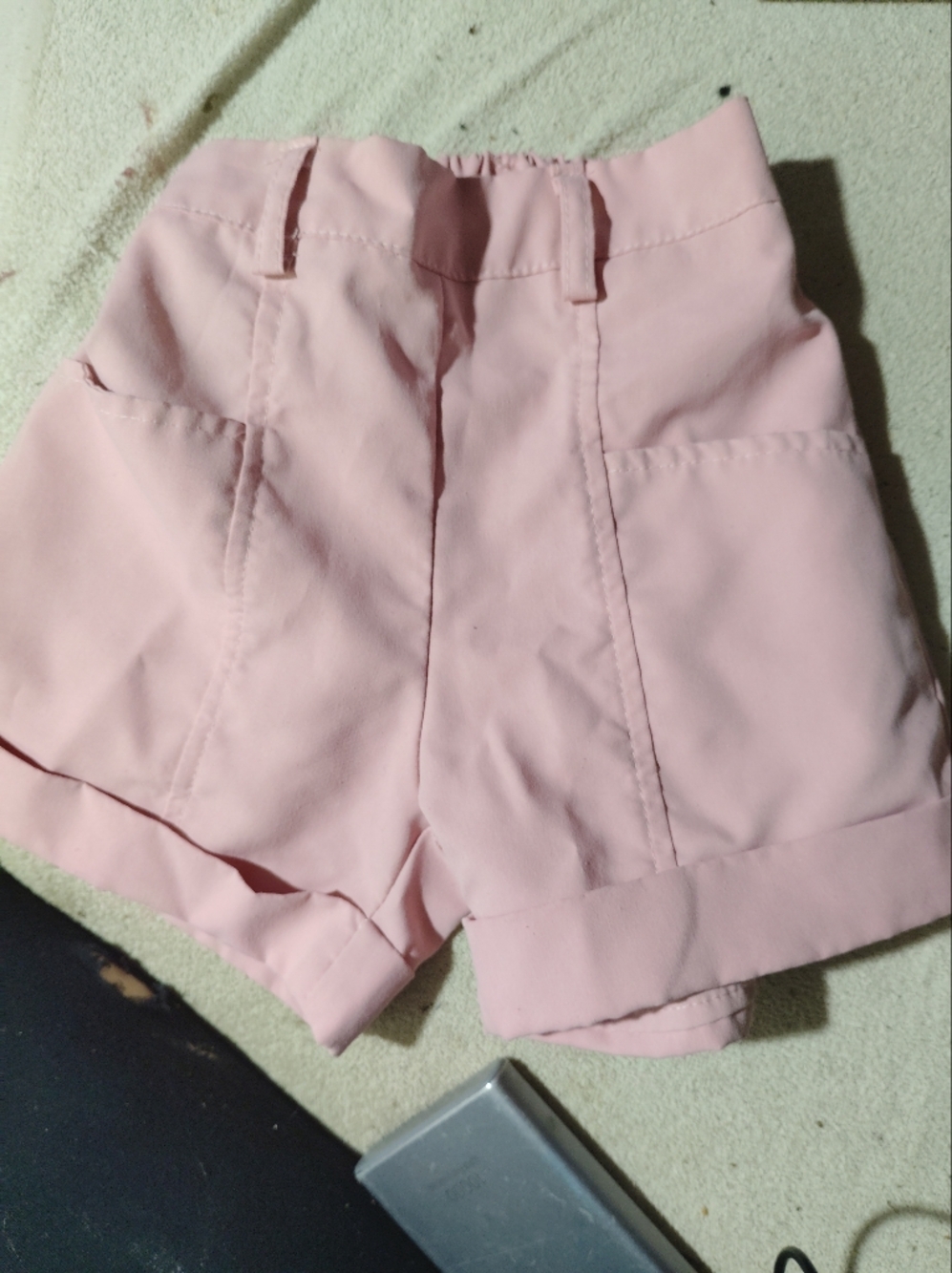 SHEIN Pink Girls High-Waist Rolled Hem Shorts